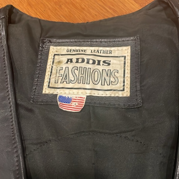 Addis Fashions Genuine Leather motorcycle vest. Made in USA - Picture 3 of 16